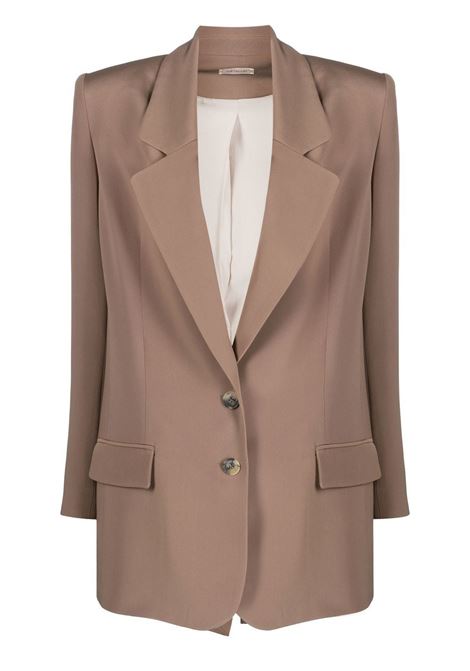 Brown notched-lapel single-breasted blazer - women